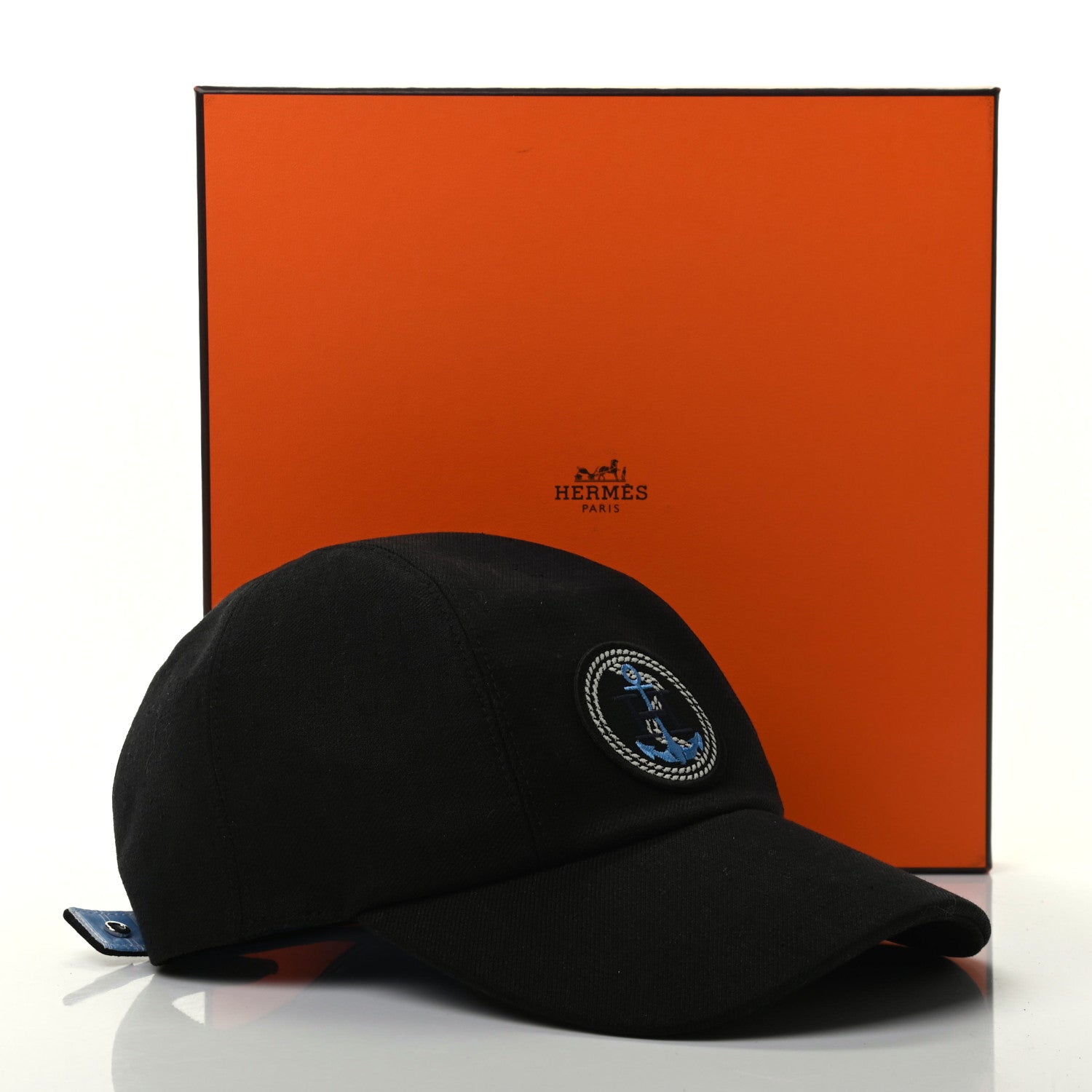 Hermes Linen Davis Ancre Cap 57 Black 8 of 8