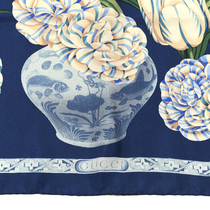 Gucci Silk Peonies Vase Shawl Blue 2 of 4