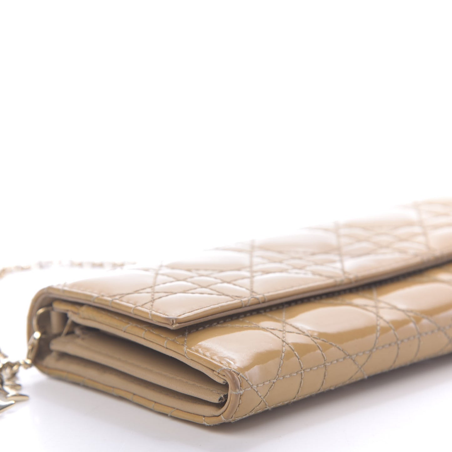 Patent Cannage Rendezvous Chain Wallet Beige