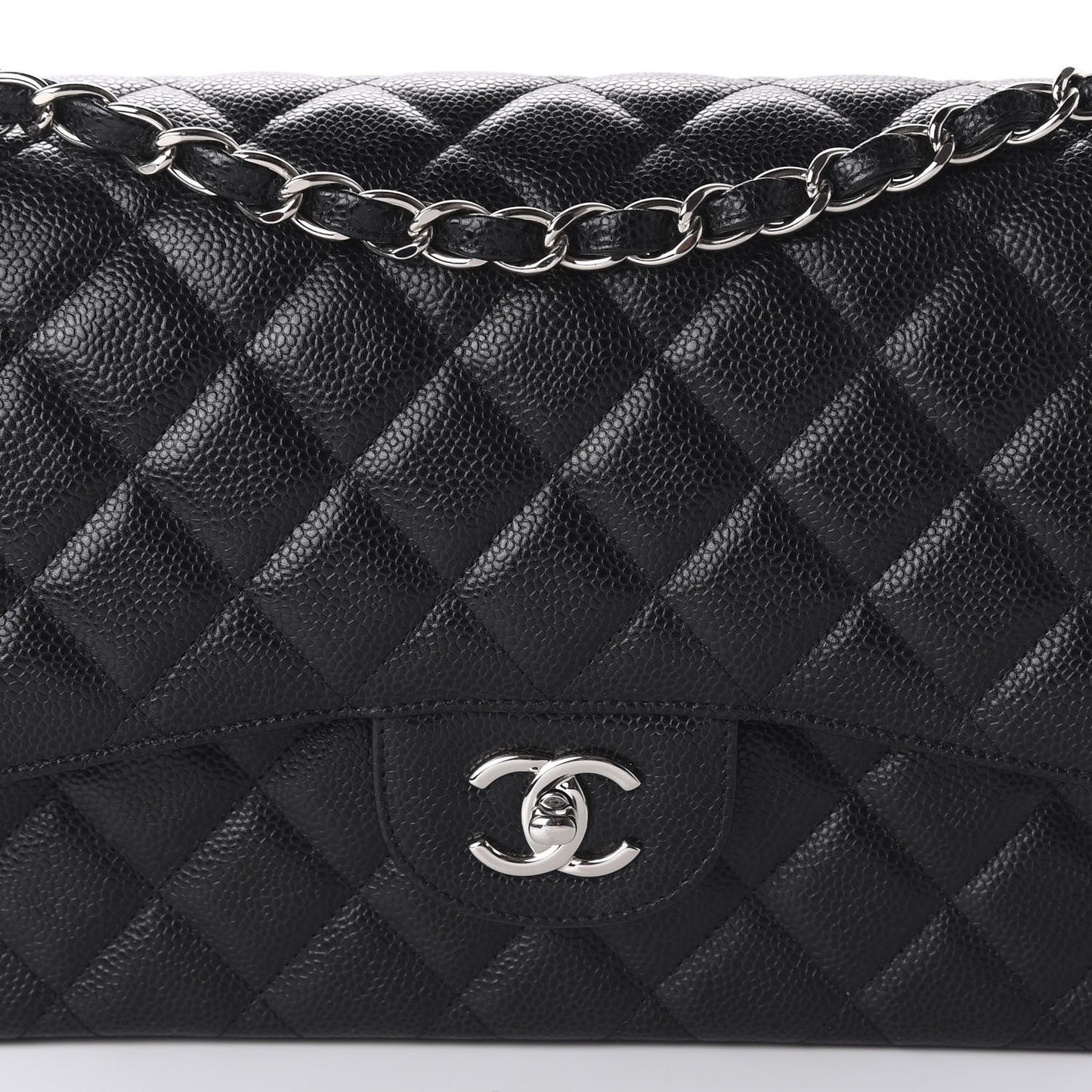 Caviar Quilted Jumbo Double Flap Black