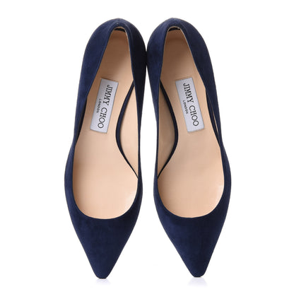 Jimmy Choo Suede Romy Pumps 37.5 Navy 5 of 9