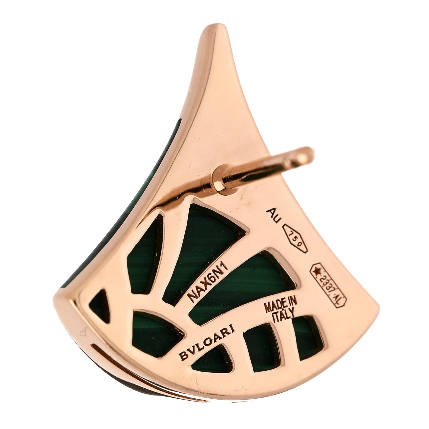 Bulgari 18K Rose Gold Diamond Malachite Divas' Dream Stud Earrings 4 of 4