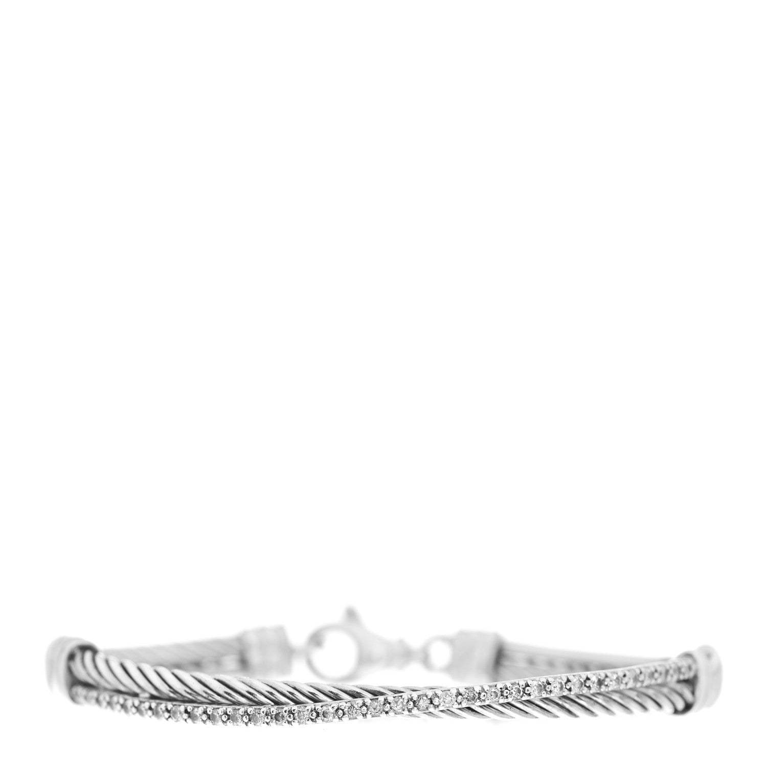 David Yurman Sterling Silver Diamond 3mm Crossover Bracelet 1 of 4