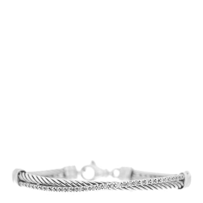 David Yurman Sterling Silver Diamond 3mm Crossover Bracelet 1 of 4