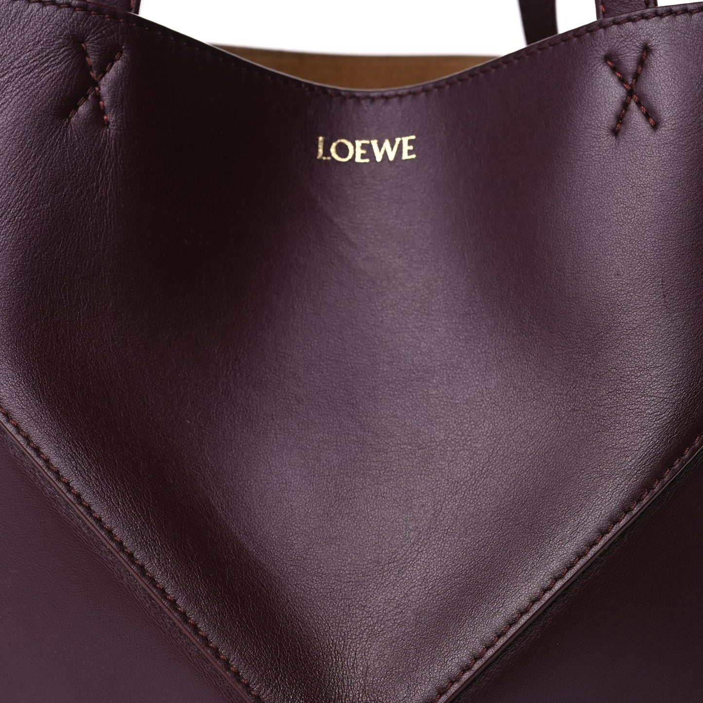 Shiny Calfskin Medium Puzzle Fold Tote  Dark Burgundy
