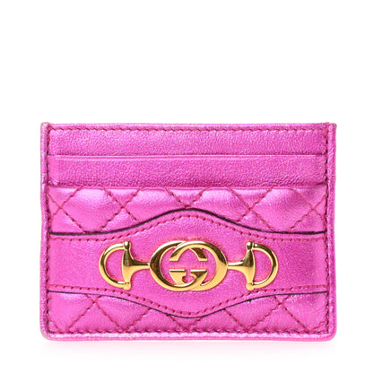 Gucci Laminated Nappa Trapuntata Zumi Card Holder Fuxia 1 of 7