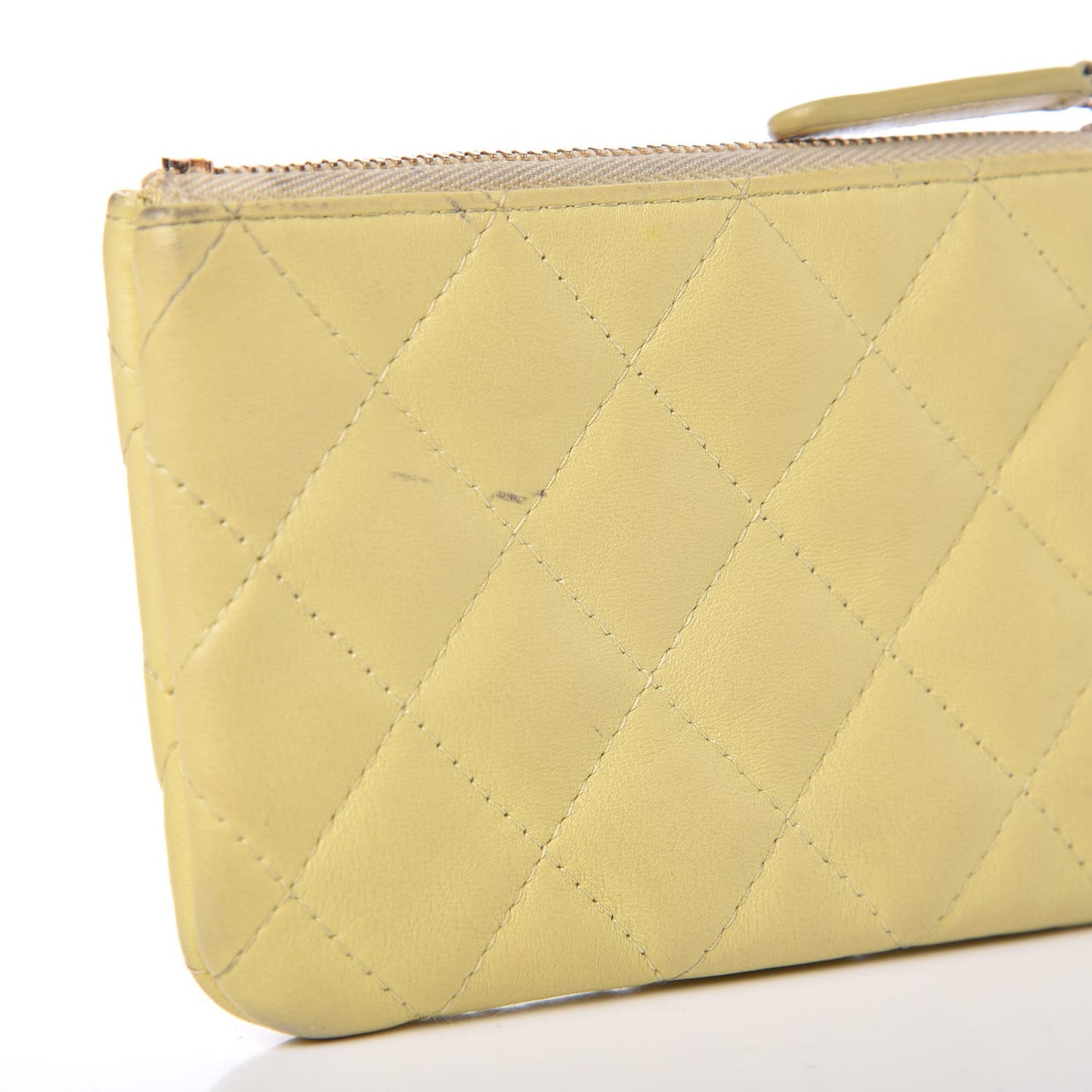 Lambskin Quilted Small Cosmetic Case Yellow