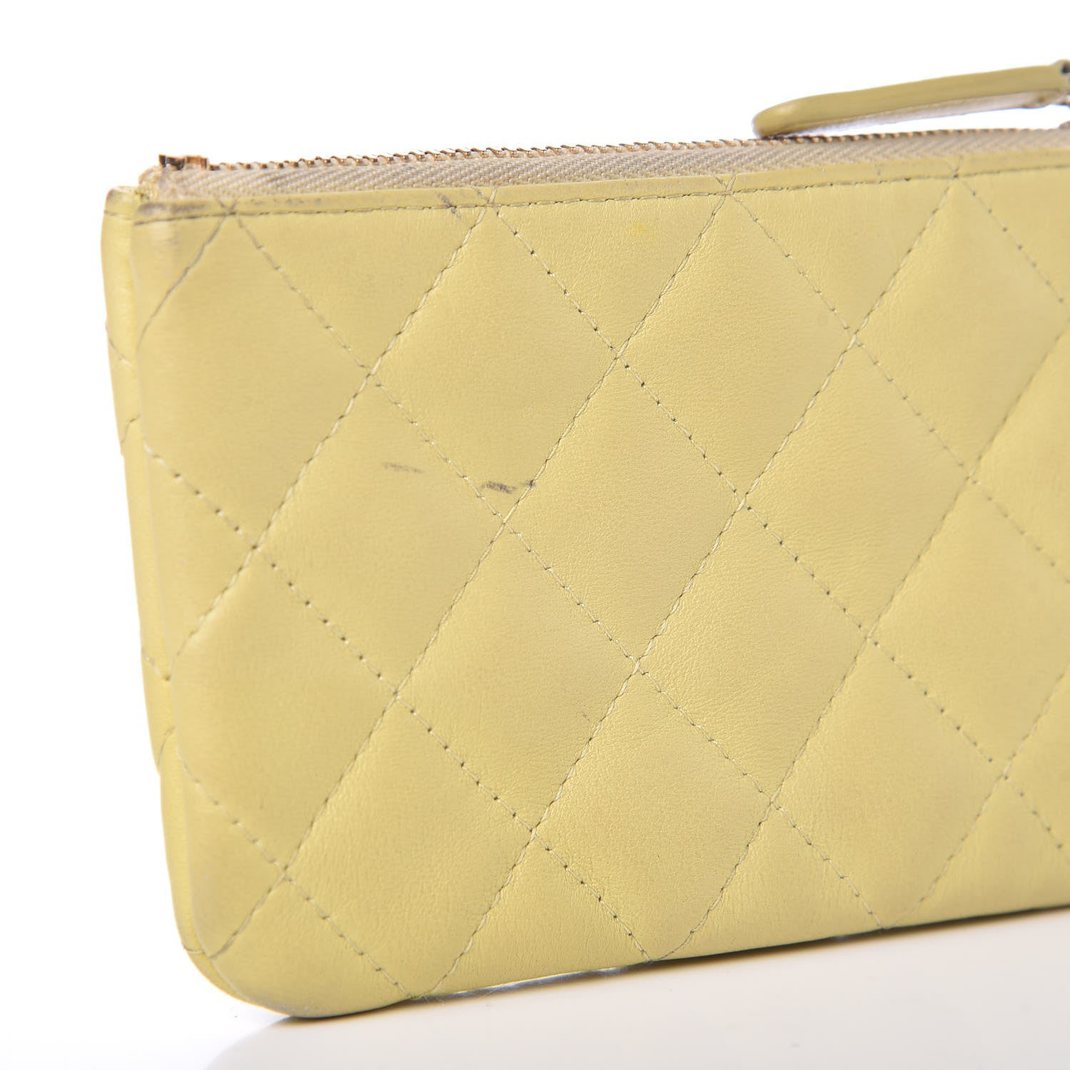 Chanel Lambskin Quilted Small Cosmetic Case Yellow 14 of 16