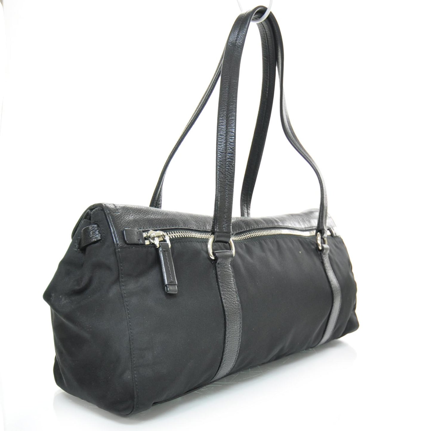 Tessuto Nylon Easy Foldover Pushlock Satchel Black