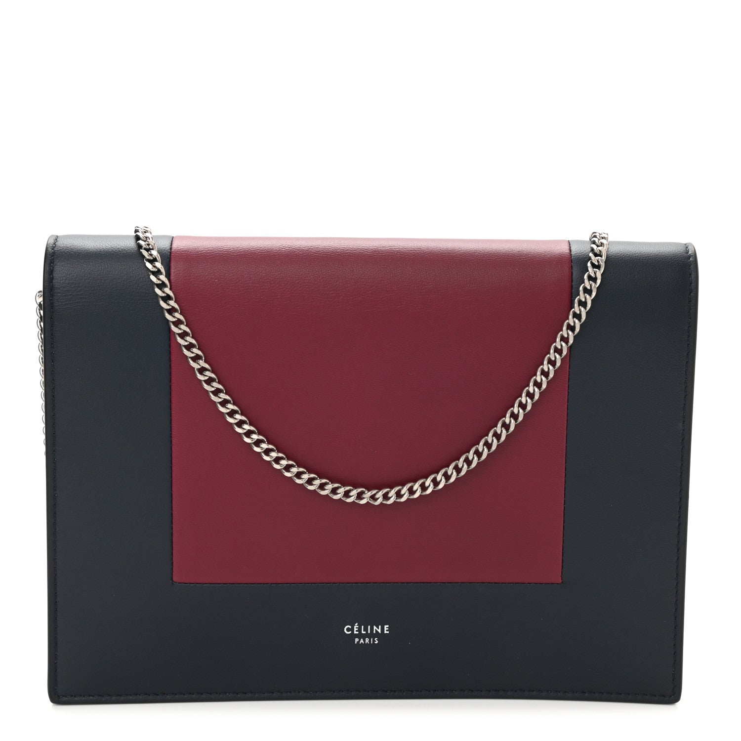 Celine Smooth Lambskin Frame Evening Chain Clutch Steel Blue Plum 1 of 9