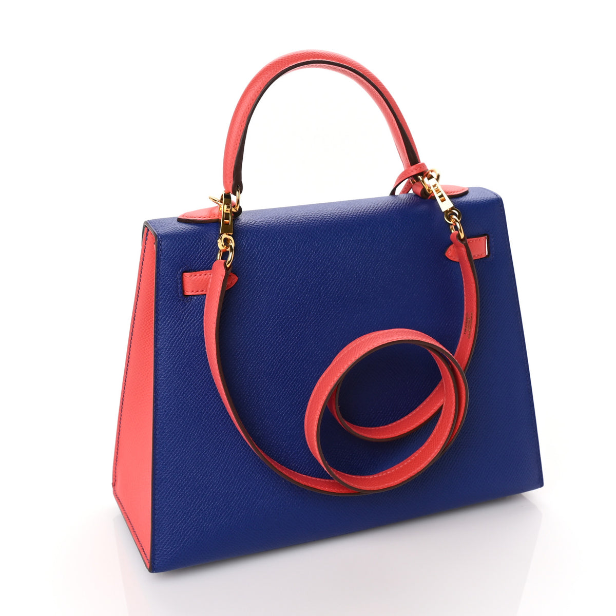 Epsom Bi-Color Horseshoe Kelly Sellier 25 Bleu Electrique Rose Jaipur