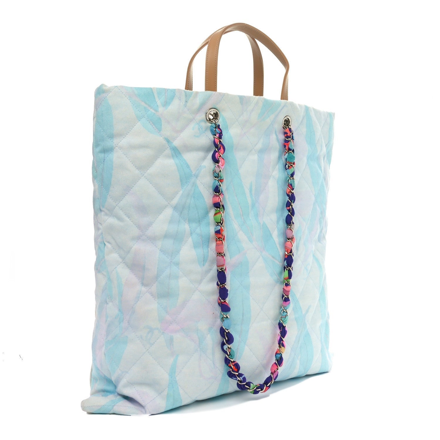Chanel Canvas Quilted Jungle Jeans Tote White Multicolor 2 of 7