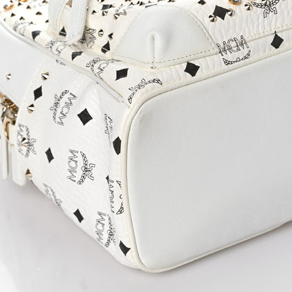 MCM Visetos Swarovski Studded Small Diamond Backpack White 7 of 8