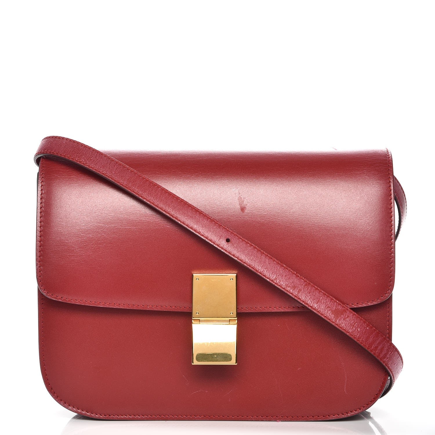 Celine Box Calfskin Medium Classic Box Flap Bag Red 1 of 13