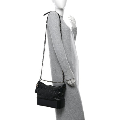 Chanel Aged Calfskin Quilted Medium Gabrielle Hobo Black 2 of 7