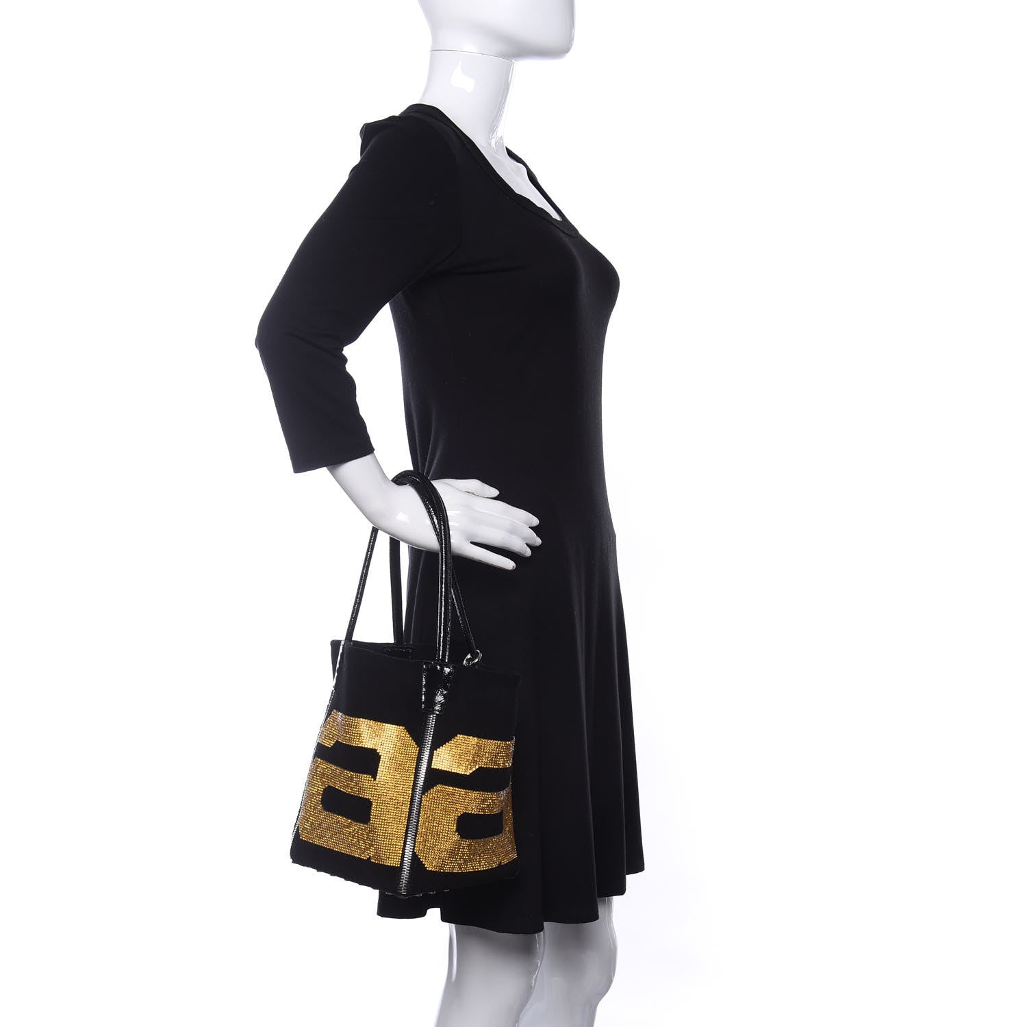 Alexander Wang Suede Crystal Embellished Logo Roxy Tote Black 2 of 8