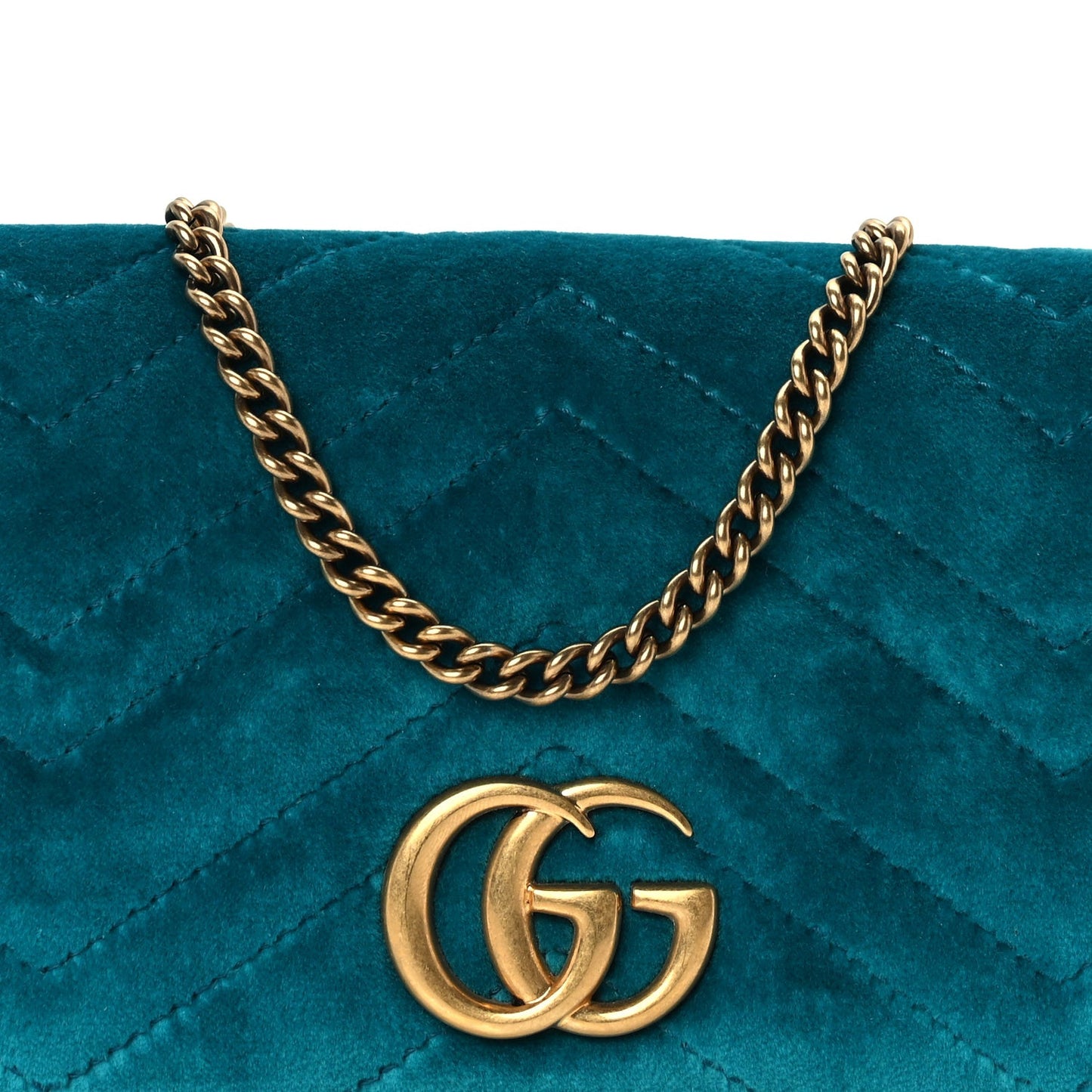 Velvet Matelasse GG Marmont Mini Bag Pavone Cyan