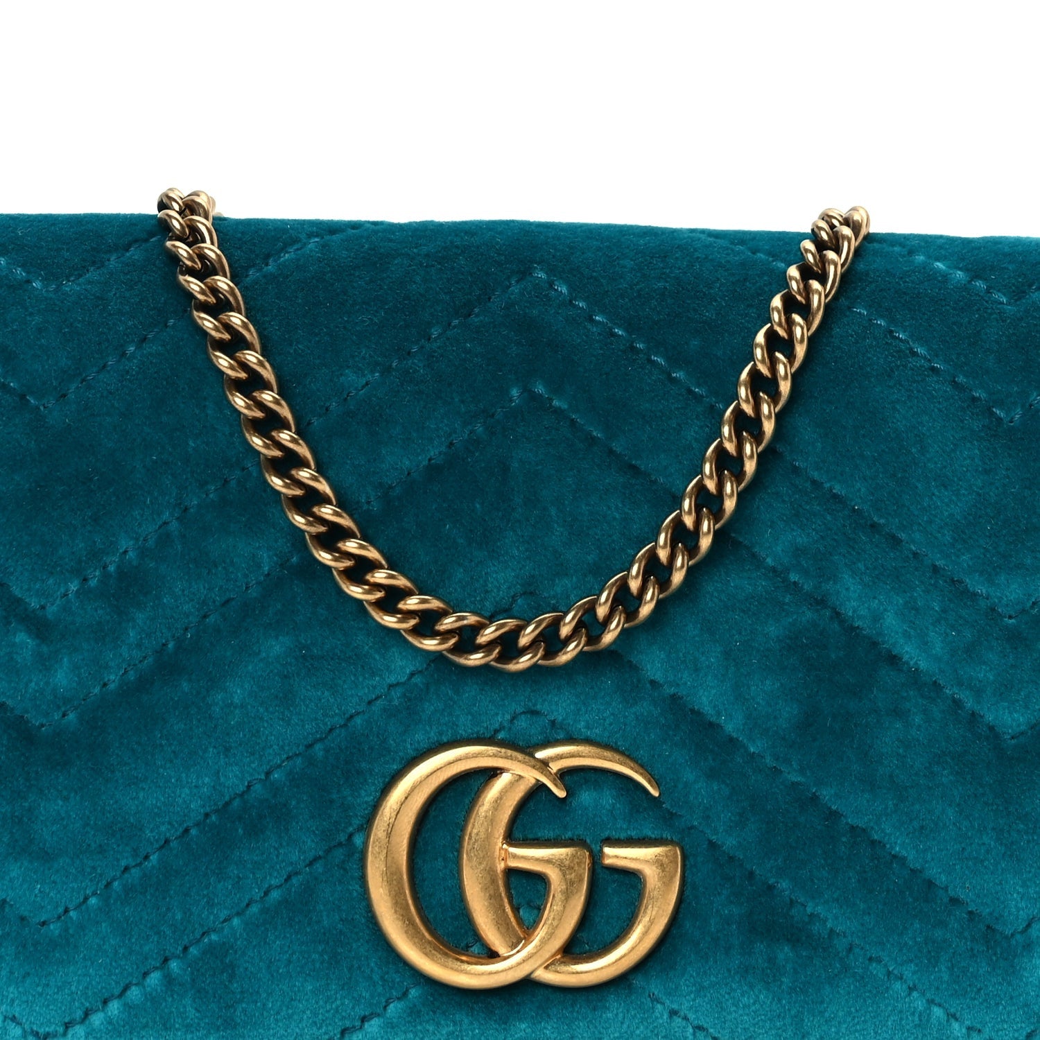 Gucci Velvet Matelasse GG Marmont Mini Bag Pavone Cyan 6 of 8