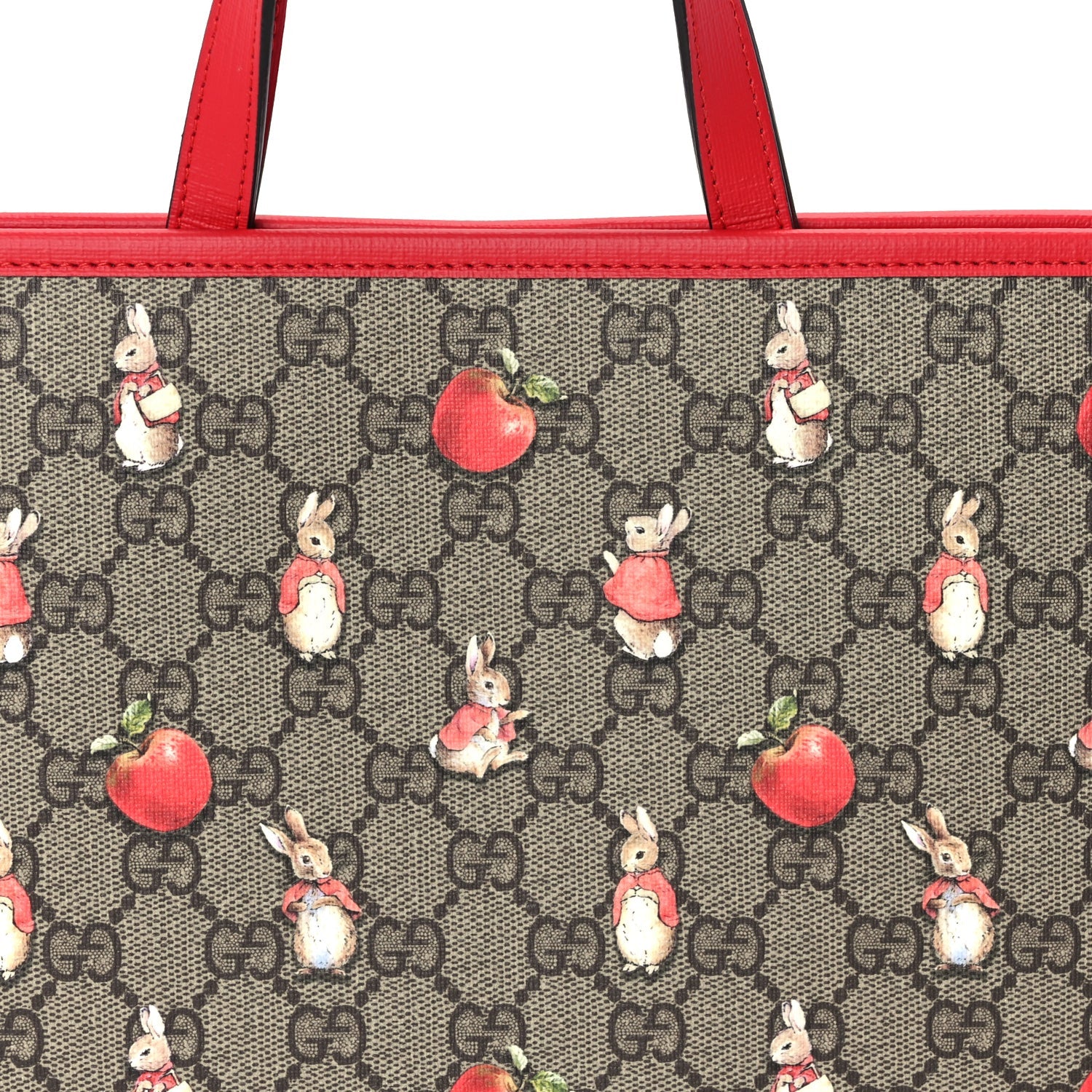 Gucci X Peter Rabbit GG Supreme Monogram Rabbit Apple Childrens Tote  Beige Ebony Multicolor Bright Hibiscus 7 of 9
