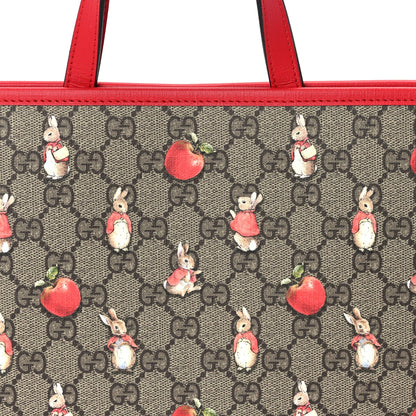 Gucci X Peter Rabbit GG Supreme Monogram Rabbit Apple Childrens Tote  Beige Ebony Multicolor Bright Hibiscus 7 of 9