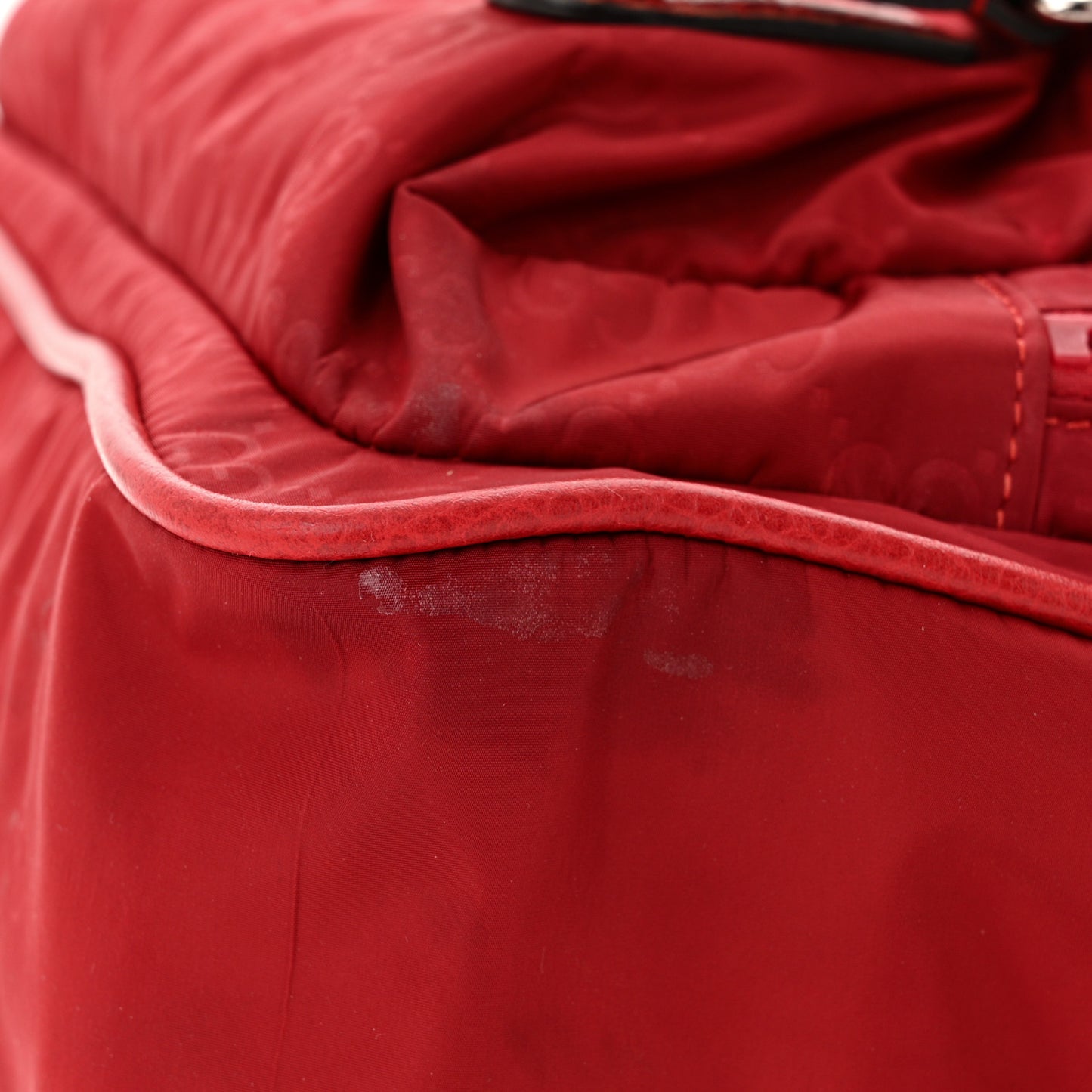 Nylon Monogram Double Buckle Flap Messenger Bag Vibrant Red