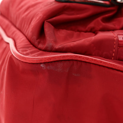 Gucci Nylon Monogram Double Buckle Flap Messenger Bag Vibrant Red 11 of 12