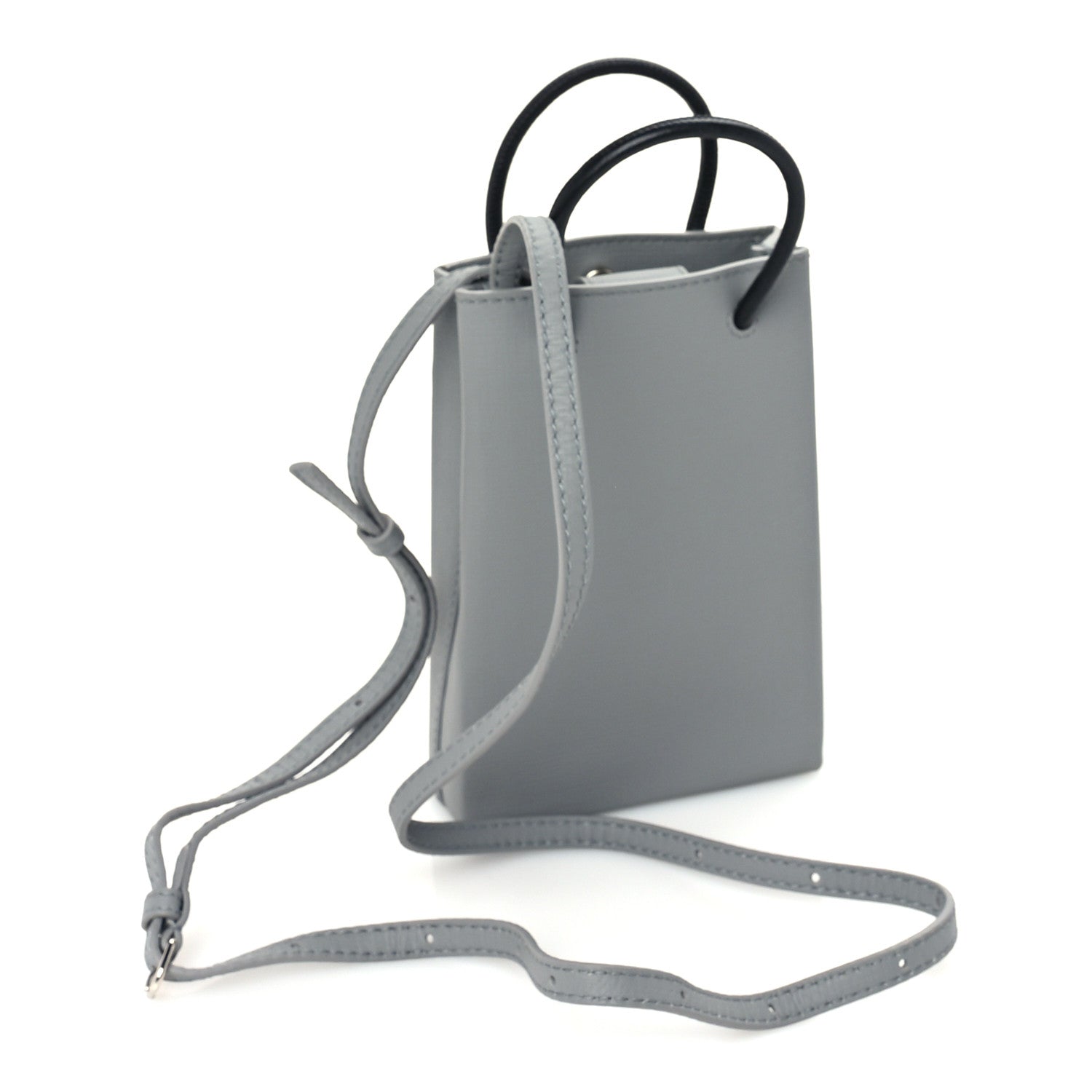 Balenciaga Squared Calfskin Logo Shopping Phone Holder Bag Balenciaga Grey 2 of 8