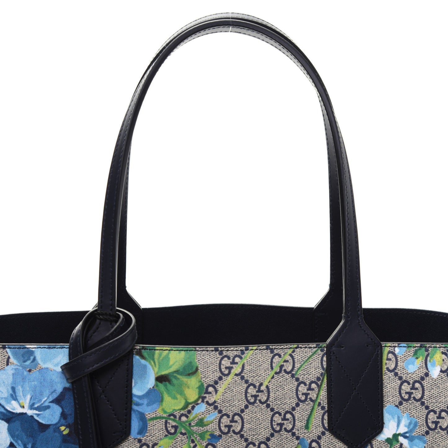 GG Supreme Monogram Blooms Small Reversible Tote Beige Blue Navy