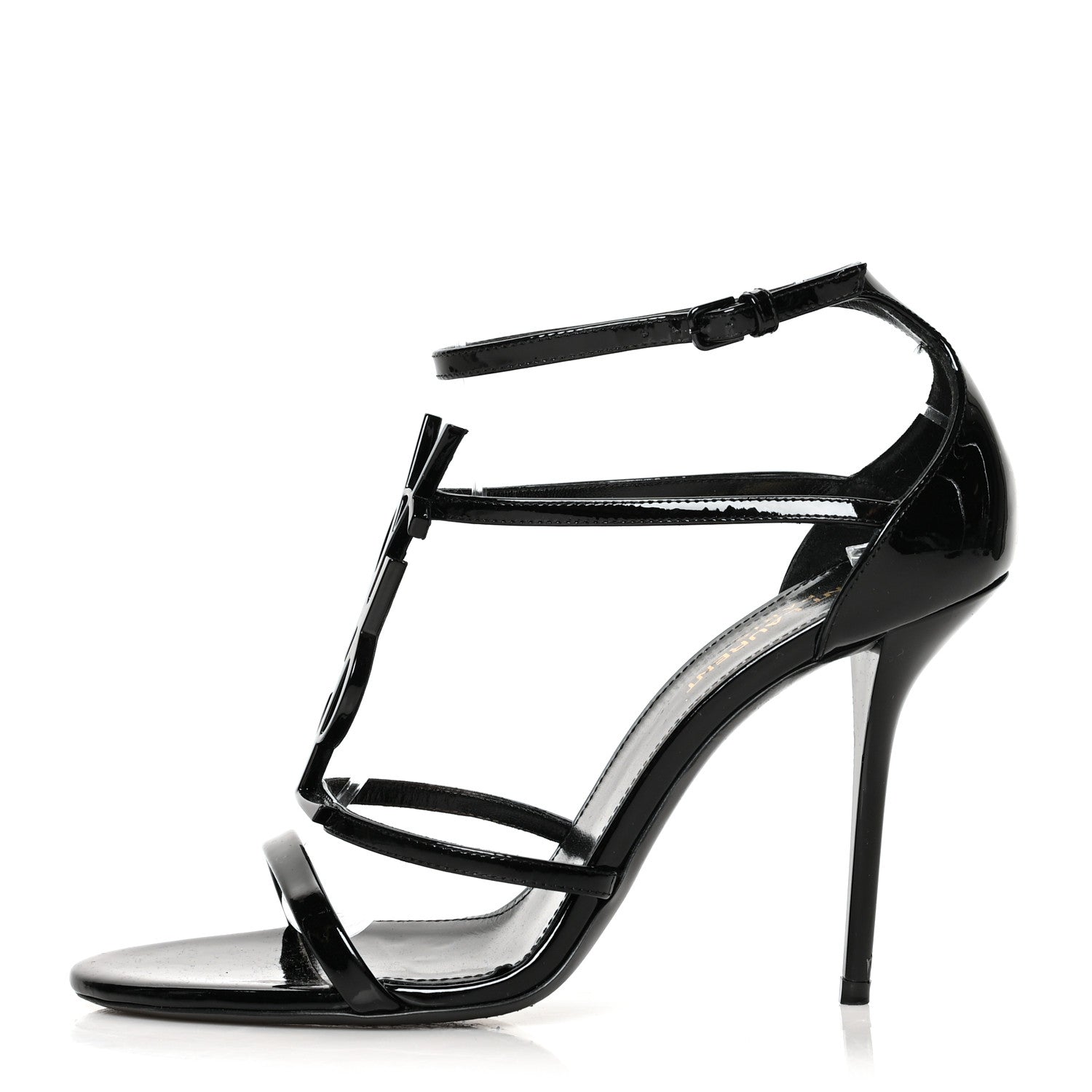 Saint Laurent Patent Cassandra 100 Sandals 38.5 Black 1 of 8