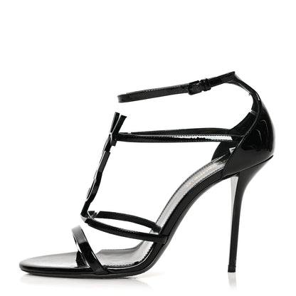Saint Laurent Patent Cassandra 100 Sandals 38.5 Black 1 of 8