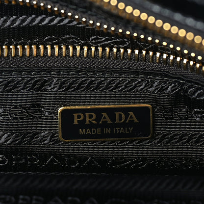 Prada Glossy Calfskin Triangle Medium Bonnie Shoulder Bag Black 5 of 8