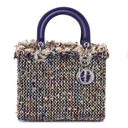Christian Dior Tweed Fringe Medium Lady Dior Purple 1 of 15