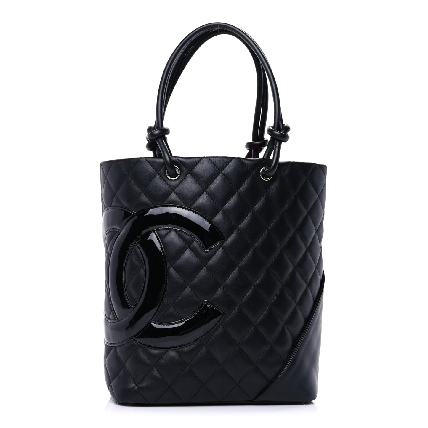 Calfskin Quilted Medium Cambon Tote Black