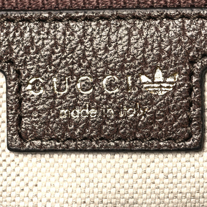 Gucci X ADIDAS Crystal Vintage Monogram Textured Dollar Calfskin Web Trefoil Logo Large Duffle Bag Mid Natural Nut Off White New Acero 5 of 11