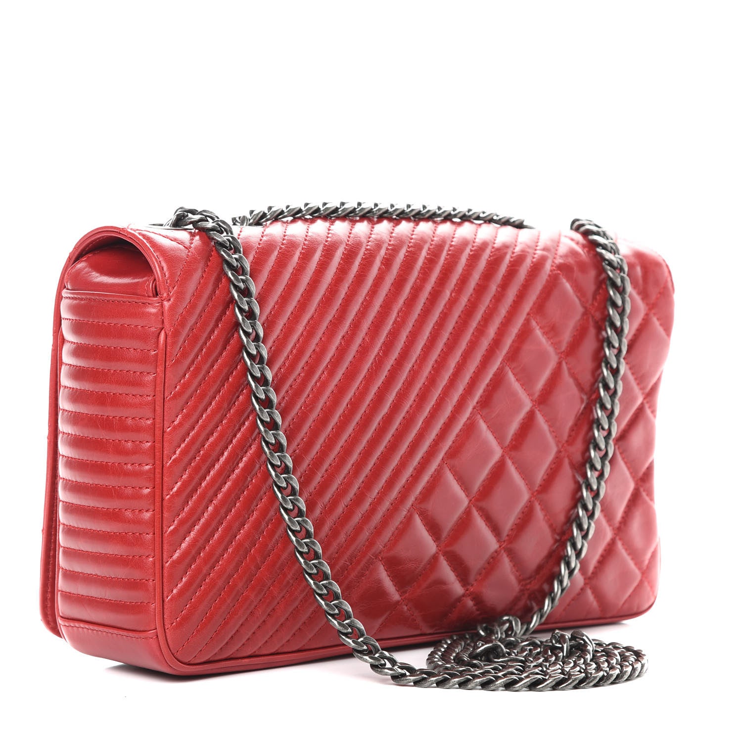 Chanel Glazed Calfskin Medium Coco Boy Flap Red 3 of 11