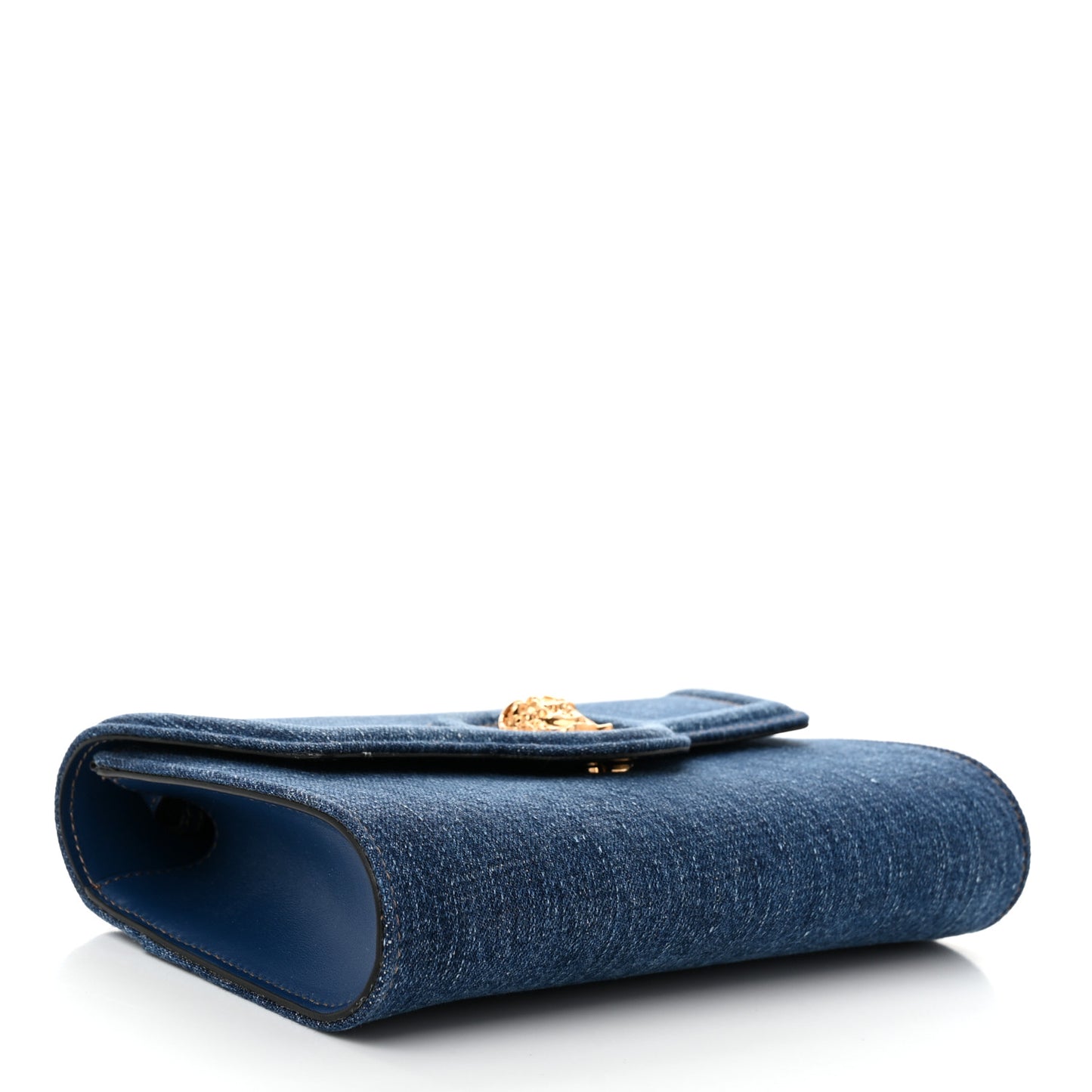 Denim La Medusa Wallet On Strap Navy Blue