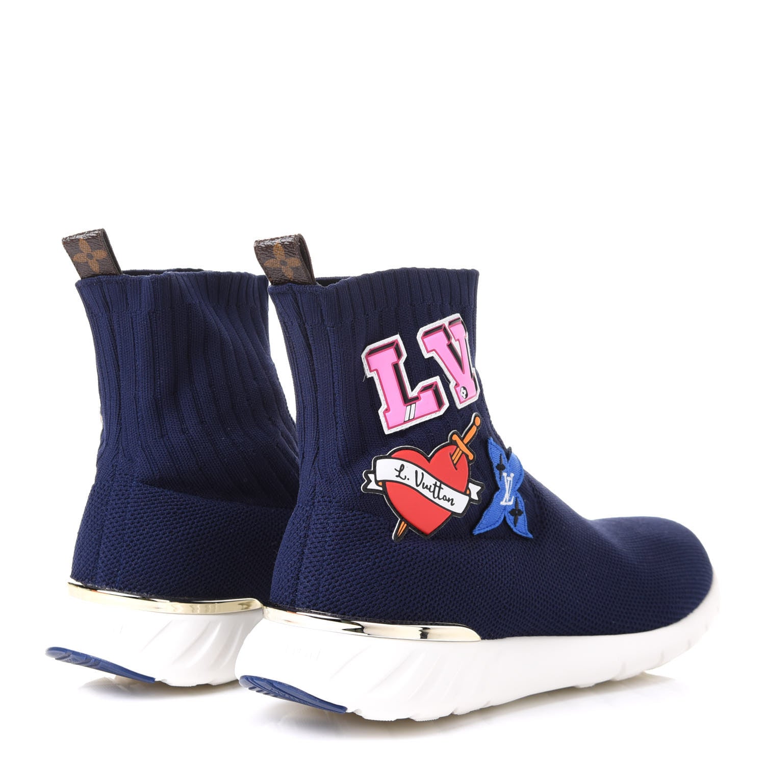 Louis Vuitton Stretch Fabric LV Black Heart Sock Sneaker 41 Marine 4 of 9