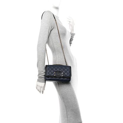 Chanel Caviar Quilted Small CC Filigree Flap Navy Black 2 of 10