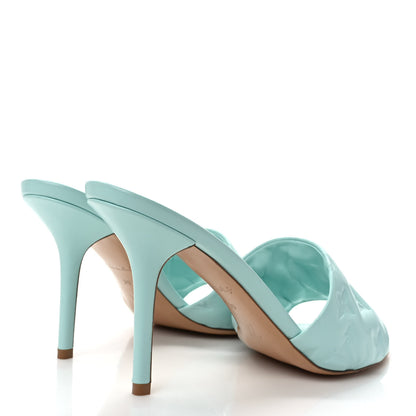 Louis Vuitton Lambskin Embossed Monogram Revival High Heel Mules 39 Light Blue 4 of 8