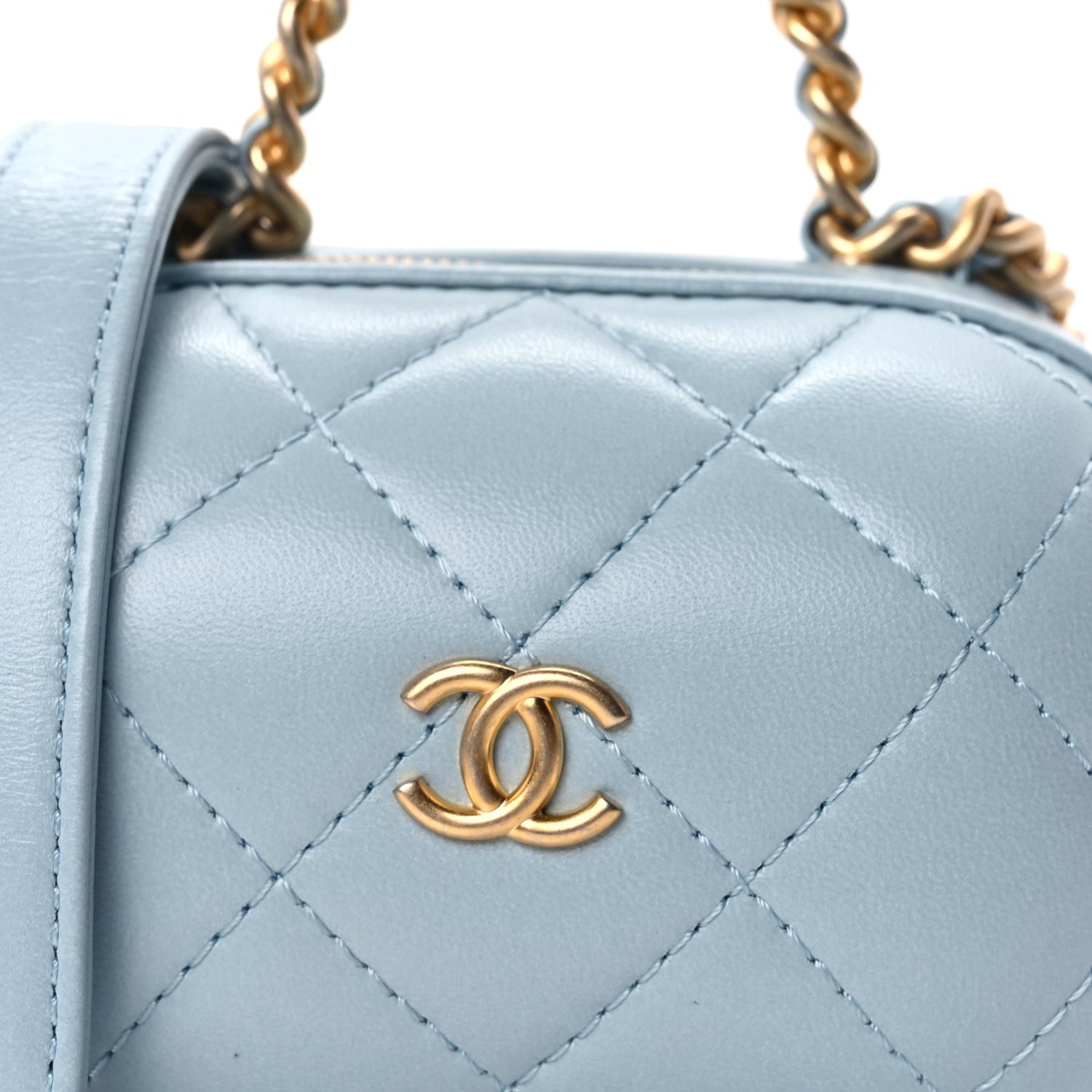 Chanel Lambskin Quilted CC Bubble Vanity Case With Chain Light Blue 6 of 8