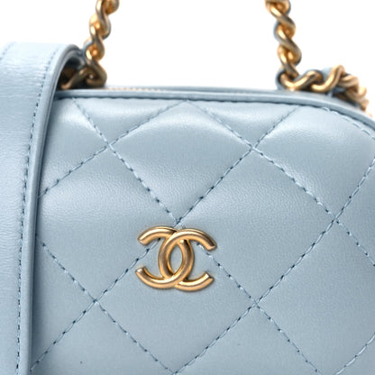 Chanel Lambskin Quilted CC Bubble Vanity Case With Chain Light Blue 6 of 8