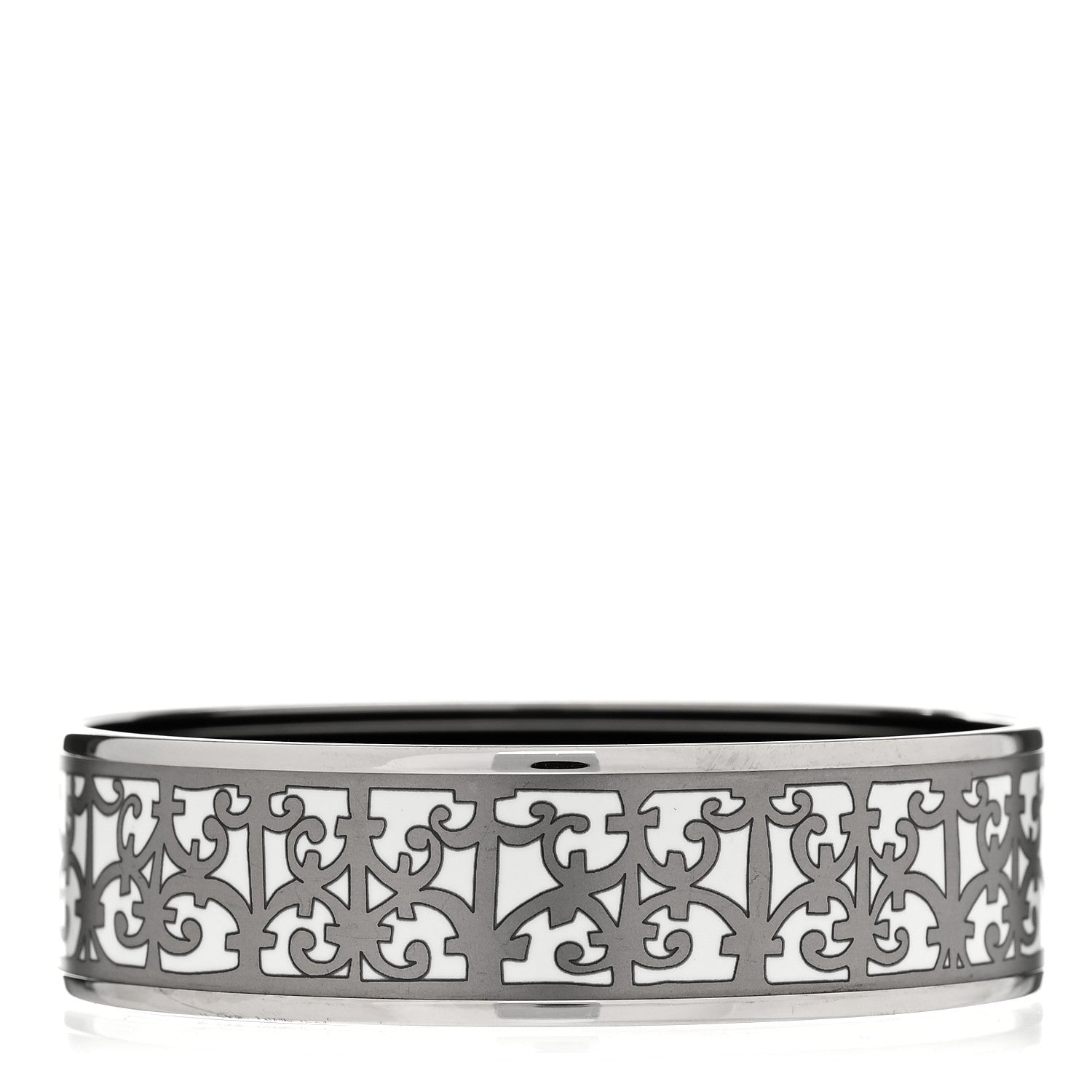 Hermes Enamel Printed Wide Balcons du Guadalquivir Bracelet 70 Silver 1 of 5