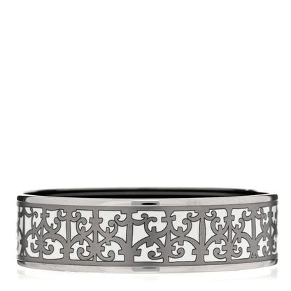 Hermes Enamel Printed Wide Balcons du Guadalquivir Bracelet 70 Silver 1 of 5
