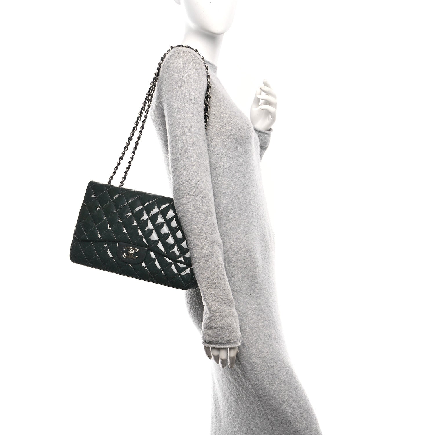 Chanel Patent Quilted Jumbo Single Flap Navy 2 of 10