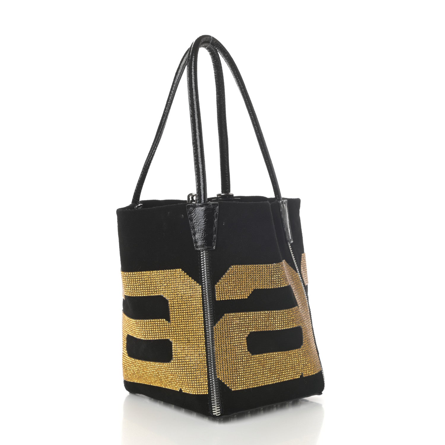 Alexander Wang Suede Crystal Embellished Logo Roxy Tote Black 3 of 8