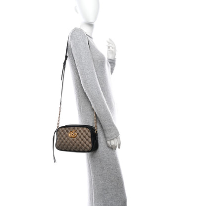 Gucci Monogram Matelasse Diagonal Small GG Marmont Chain Shoulder Bag Beige Black 2 of 14