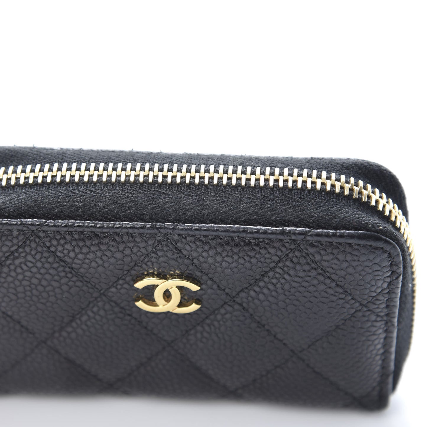 Caviar Quilted Zip Coin Purse Black