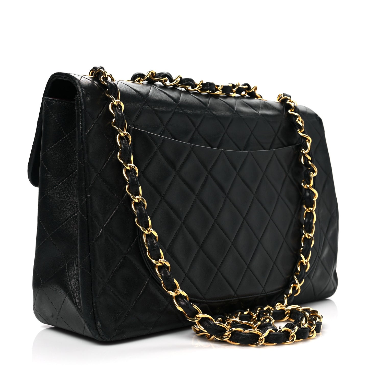 Lambskin Quilted XL Jumbo Single Flap Black