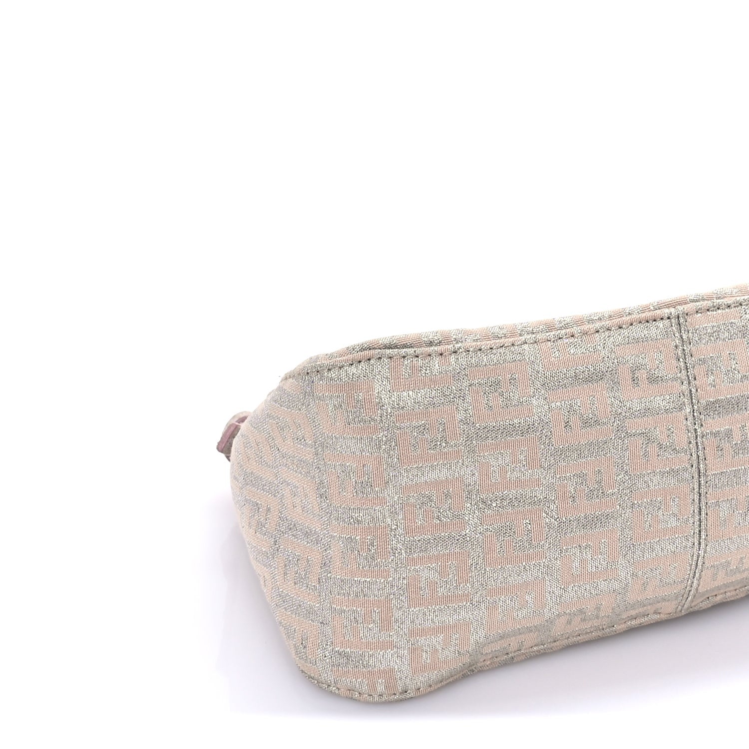 Fendi Metallic Jacquard Zucchino Suede Mini Mama Baguette  Cipria Argento Grigio 7 of 7