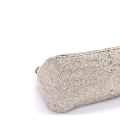 Fendi Metallic Jacquard Zucchino Suede Mini Mama Baguette  Cipria Argento Grigio 7 of 7